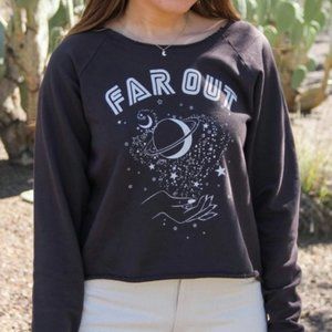 NWT Mate The Label Sweatshirt Far Out Raw Neck Donny Vintage Black Pullover